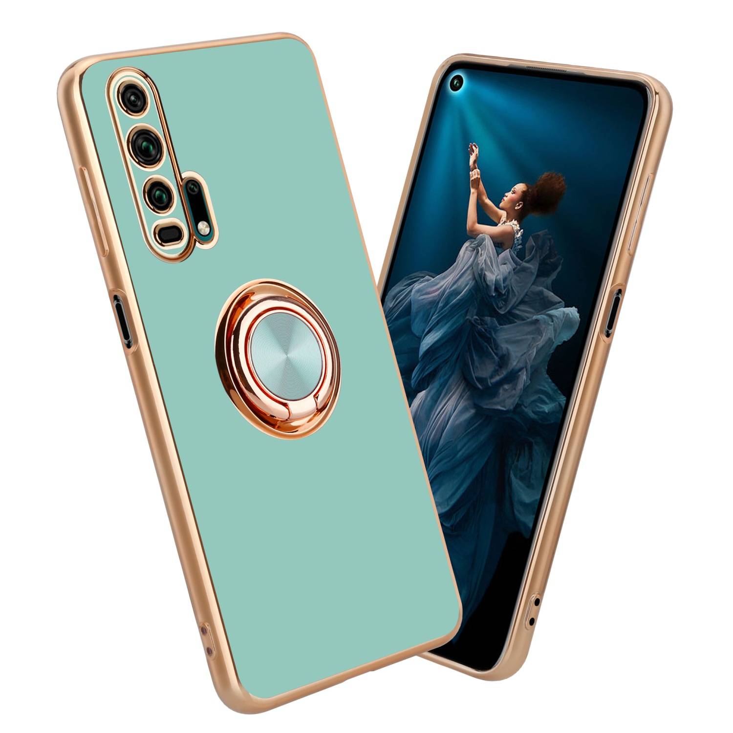 Cadorabo Schutzhülle für Honor 20 PRO Hülle in Türkis Etui Case Cover Kameraschutz magnetische Autohalterung