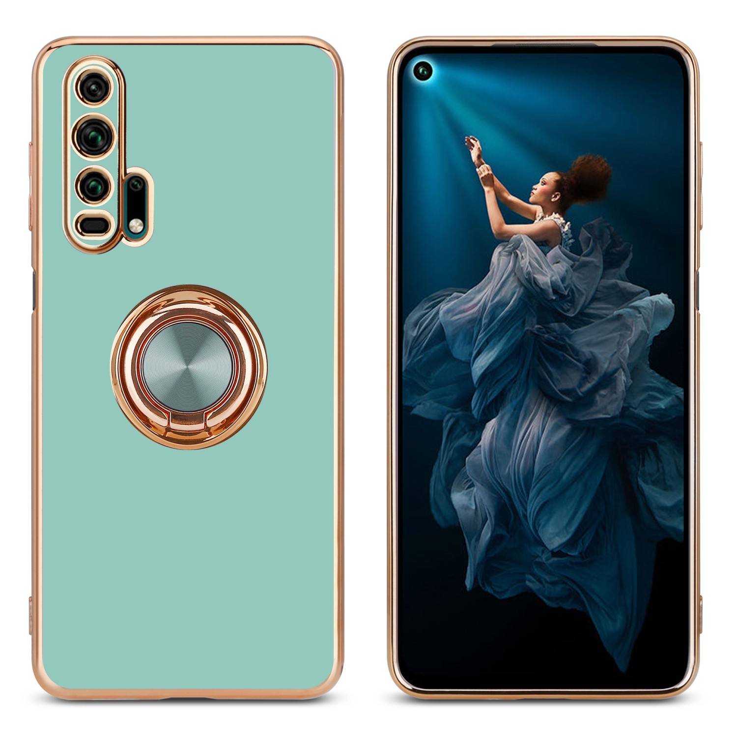 Cadorabo Schutzhülle für Honor 20 PRO Hülle in Türkis Etui Case Cover Kameraschutz magnetische Autohalterung
