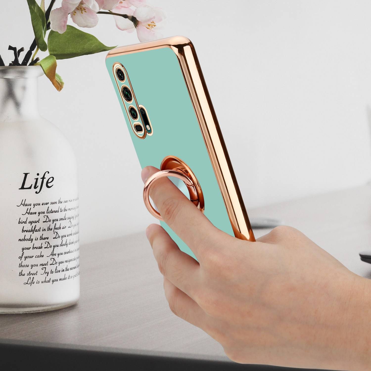 Cadorabo Schutzhülle für Honor 20 PRO Hülle in Türkis Etui Case Cover Kameraschutz magnetische Autohalterung
