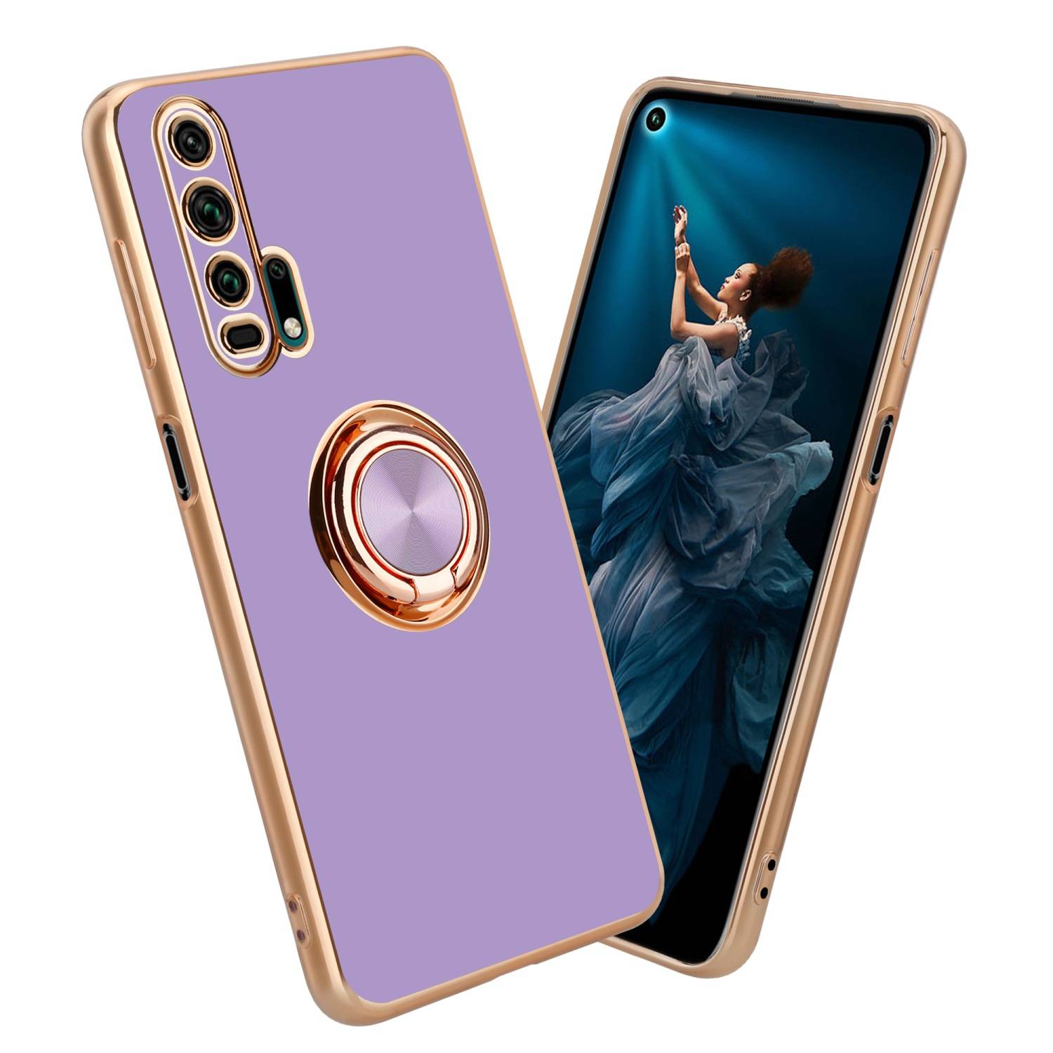 Cadorabo Schutzhülle für Honor 20 PRO Hülle in Lila Etui Case Cover Kameraschutz magnetische Autohalterung