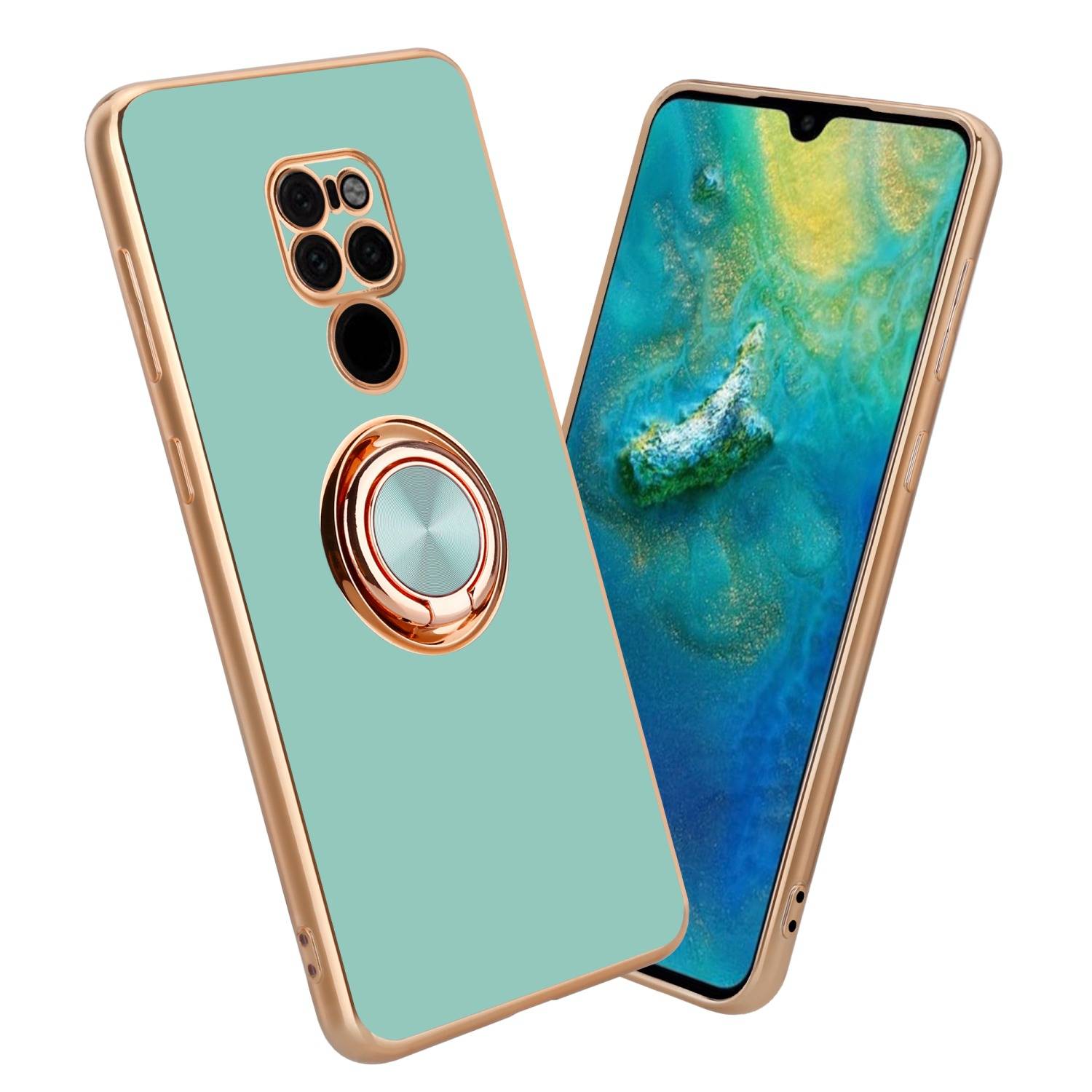 Cadorabo Schutzhülle für Huawei MATE 20 Hülle in Türkis Etui Case Cover Kameraschutz magnetische Autohalterung