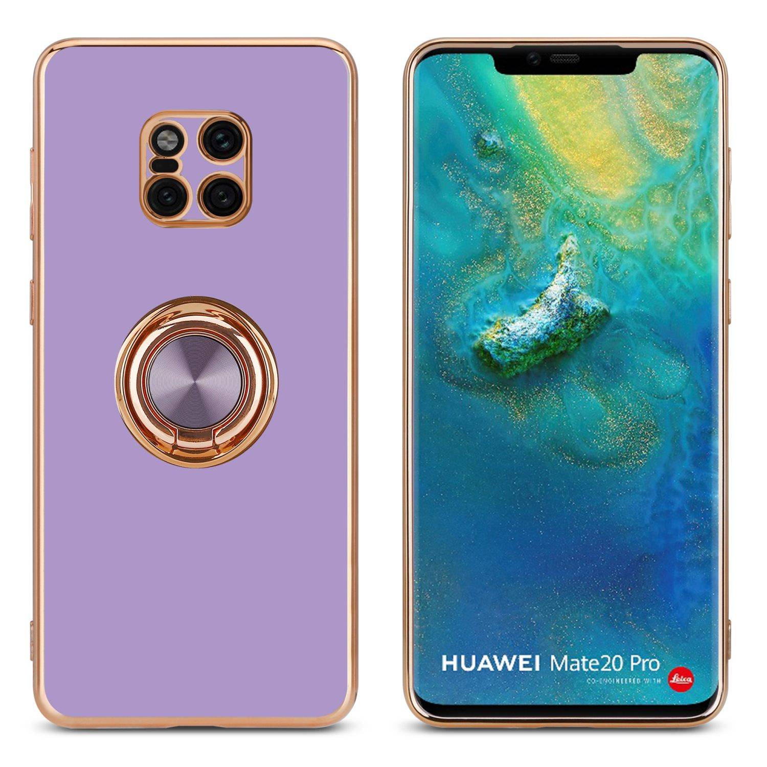 Cadorabo Schutzhülle für Huawei MATE 20 PRO Hülle in Lila Etui Case Cover Kameraschutz magnetische Autohalterung