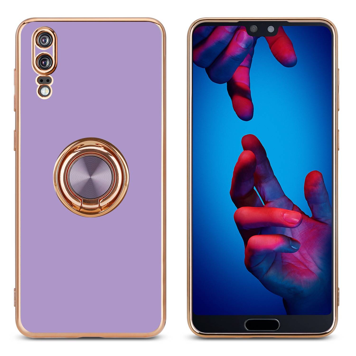 Cadorabo Schutzhülle für Huawei P20 Hülle in Lila Etui Case Cover Kameraschutz magnetische Autohalterung