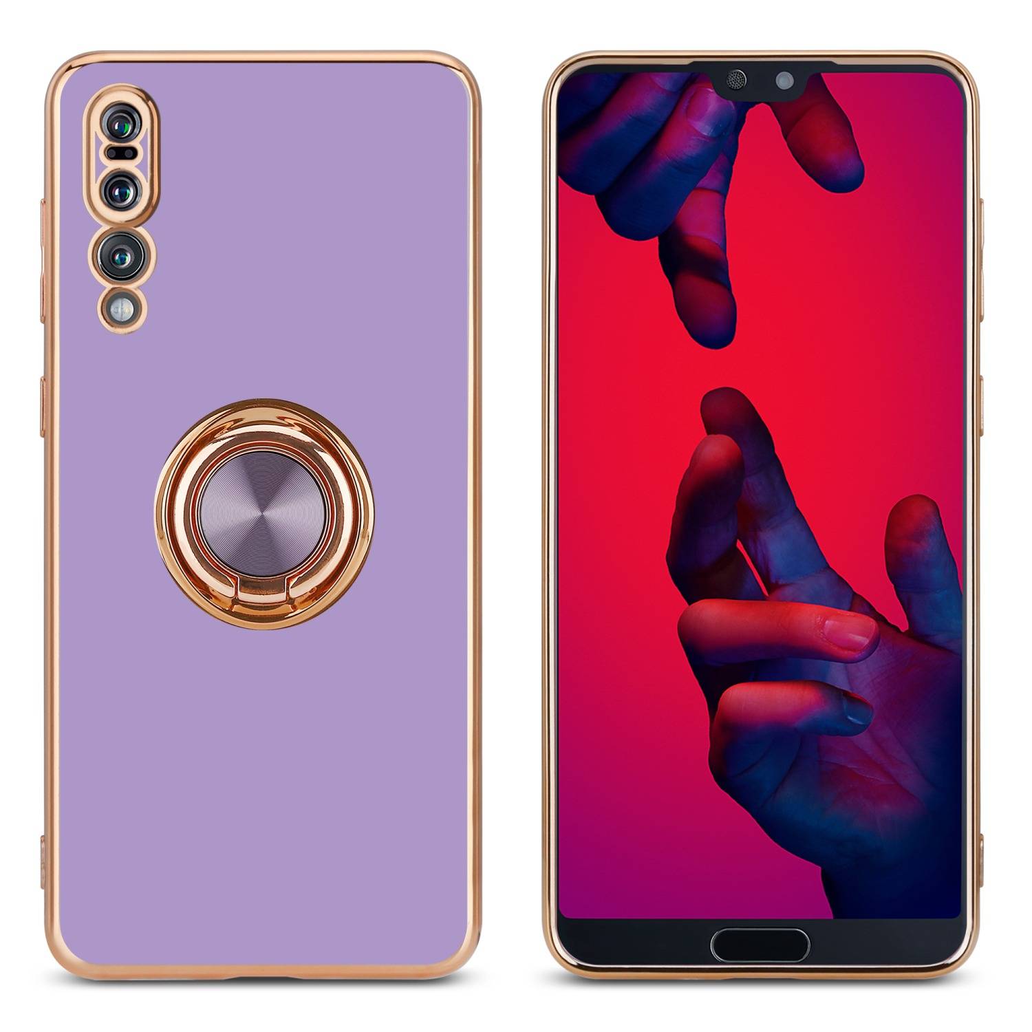 Cadorabo Schutzhülle für Huawei P20 PRO / P20 PLUS Hülle in Lila Etui Case Cover Kameraschutz magnetische Autohalterung