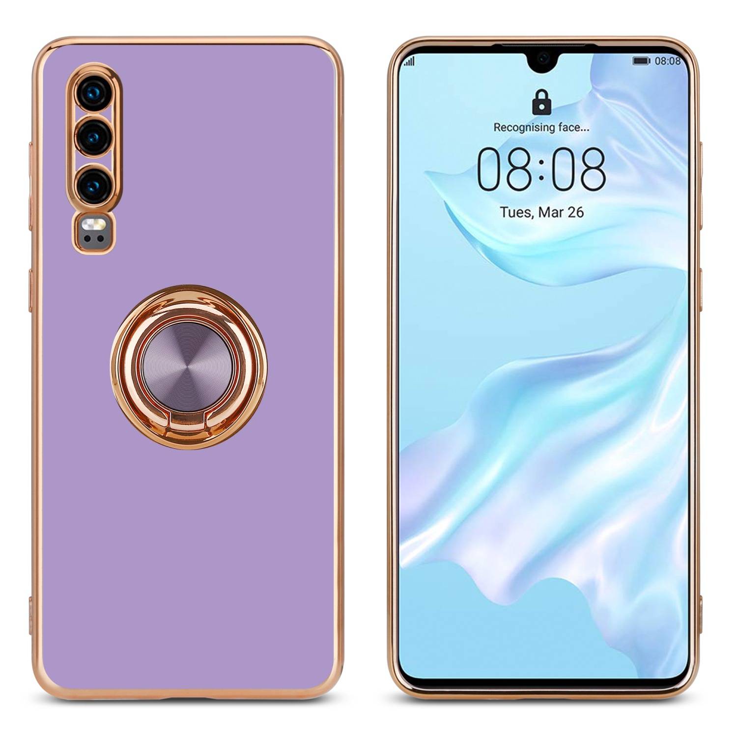 Cadorabo Schutzhülle für Huawei P30 Hülle in Lila Etui Case Cover Kameraschutz magnetische Autohalterung