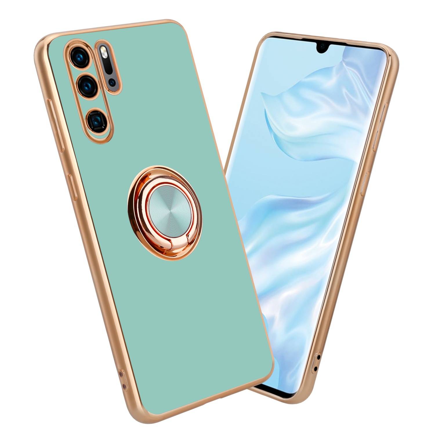Cadorabo Schutzhülle für Huawei P30 PRO Hülle in Türkis Etui Case Cover Kameraschutz magnetische Autohalterung