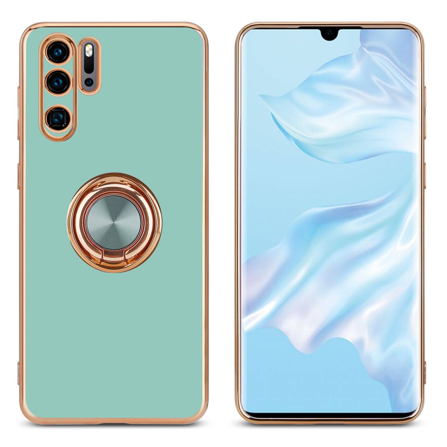 Cadorabo Schutzhülle für Huawei P30 PRO Hülle in Türkis Etui Case Cover Kameraschutz magnetische Autohalterung
