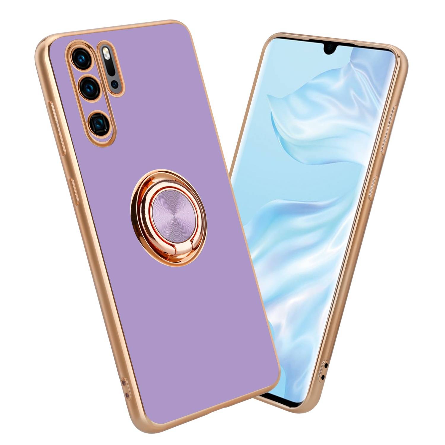 Cadorabo Schutzhülle für Huawei P30 PRO Hülle in Lila Etui Case Cover Kameraschutz magnetische Autohalterung