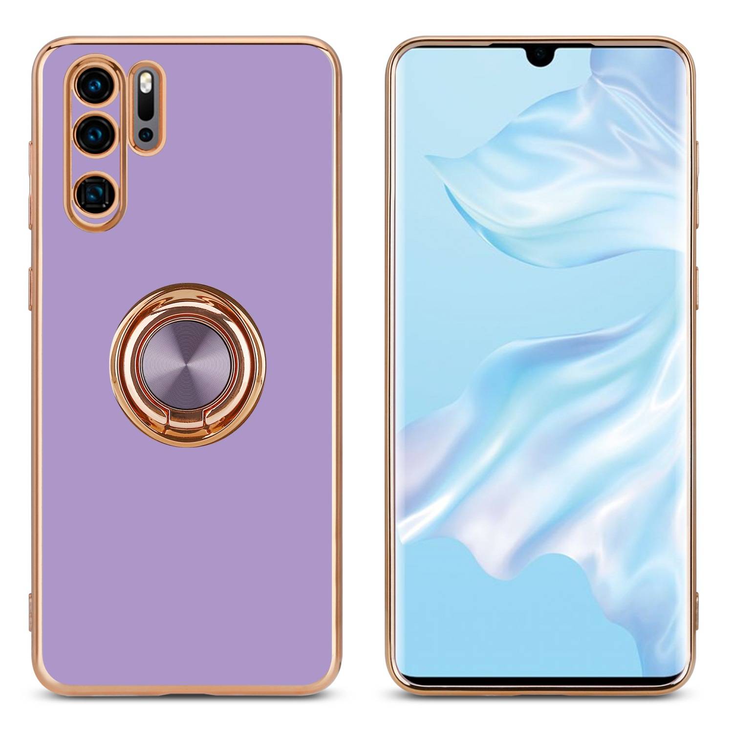 Cadorabo Schutzhülle für Huawei P30 PRO Hülle in Lila Etui Case Cover Kameraschutz magnetische Autohalterung