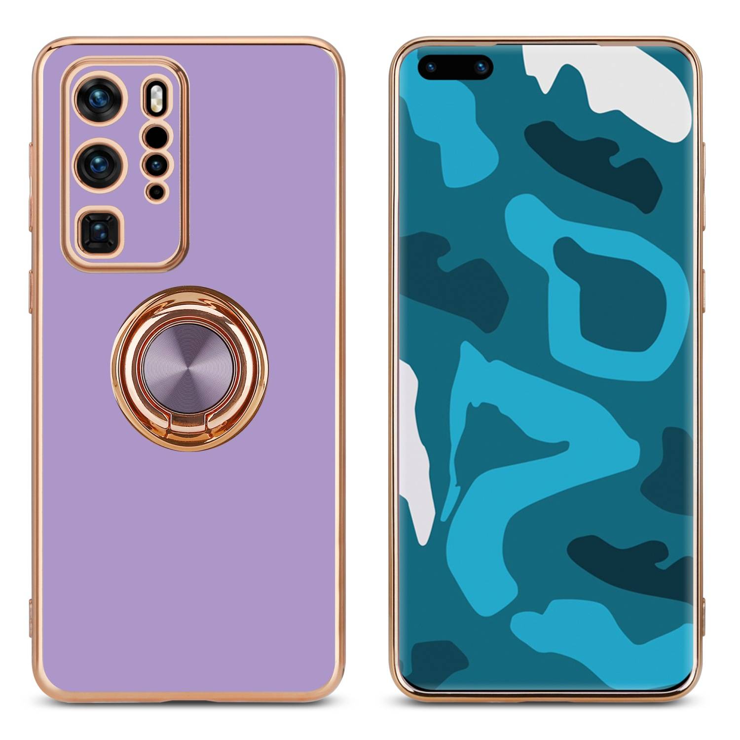 Cadorabo Schutzhülle für Huawei P40 PRO Hülle in Lila Etui Case Cover Kameraschutz magnetische Autohalterung