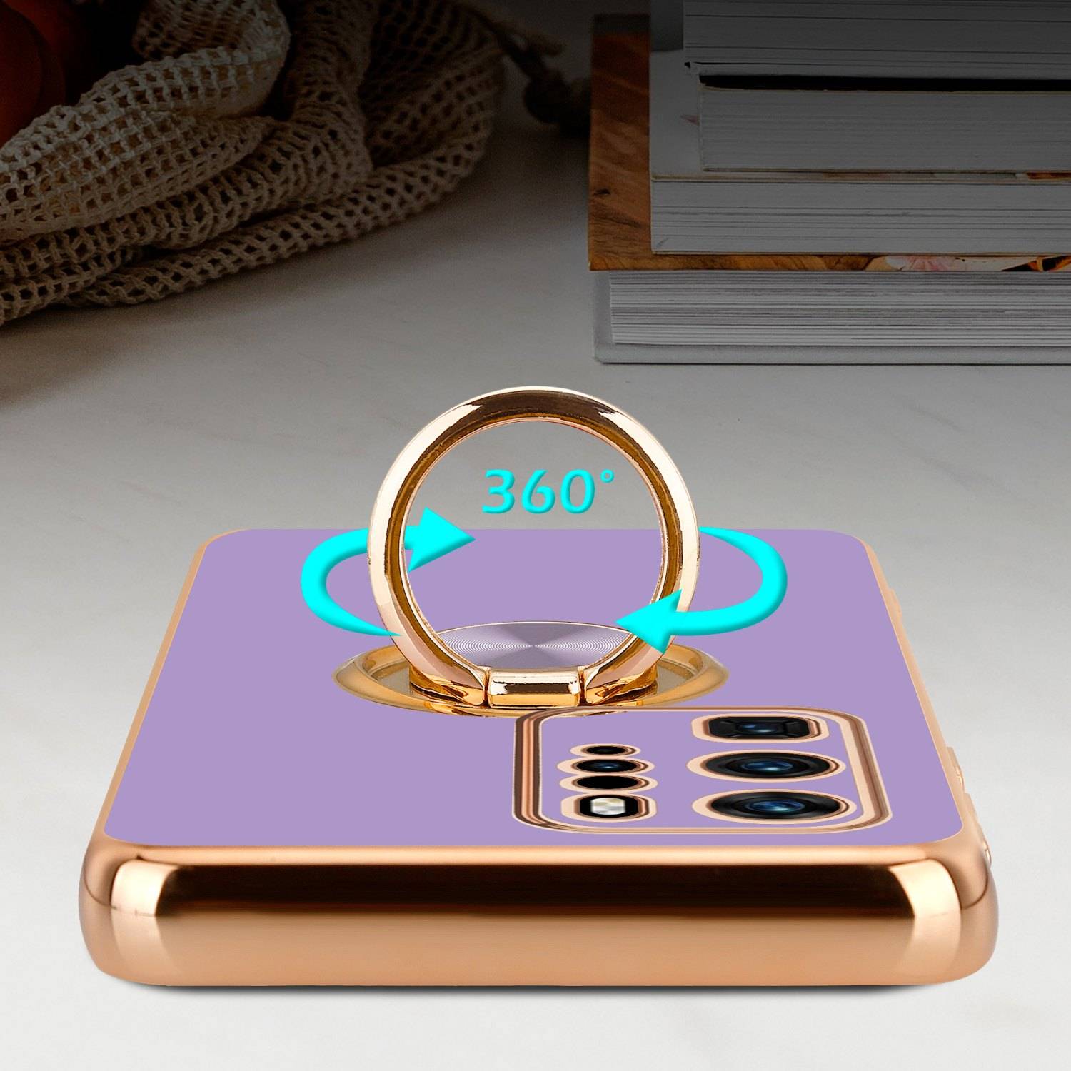 Cadorabo Schutzhülle für Huawei P40 PRO Hülle in Lila Etui Case Cover Kameraschutz magnetische Autohalterung