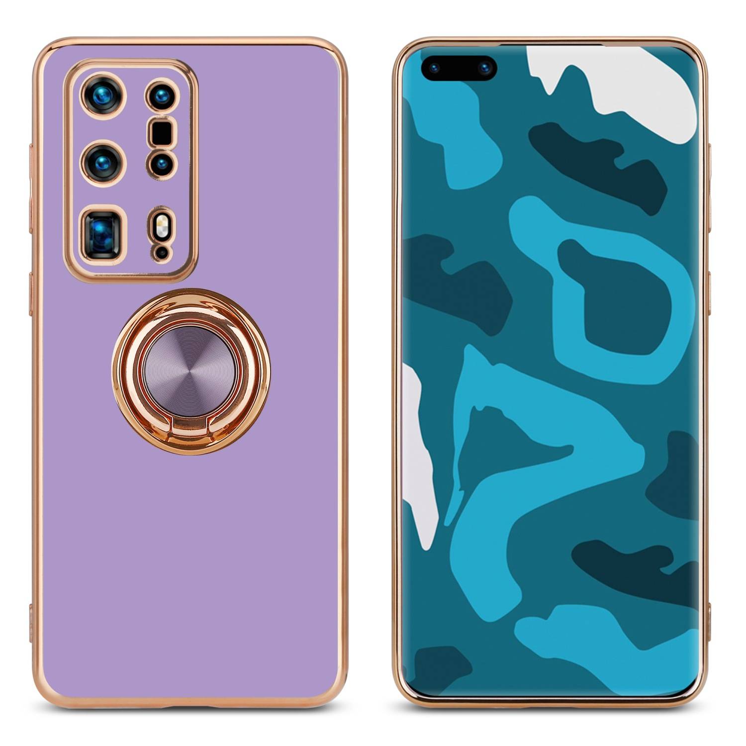 Cadorabo Schutzhülle für Huawei P40 PRO+ Hülle in Lila Etui Case Cover Kameraschutz magnetische Autohalterung
