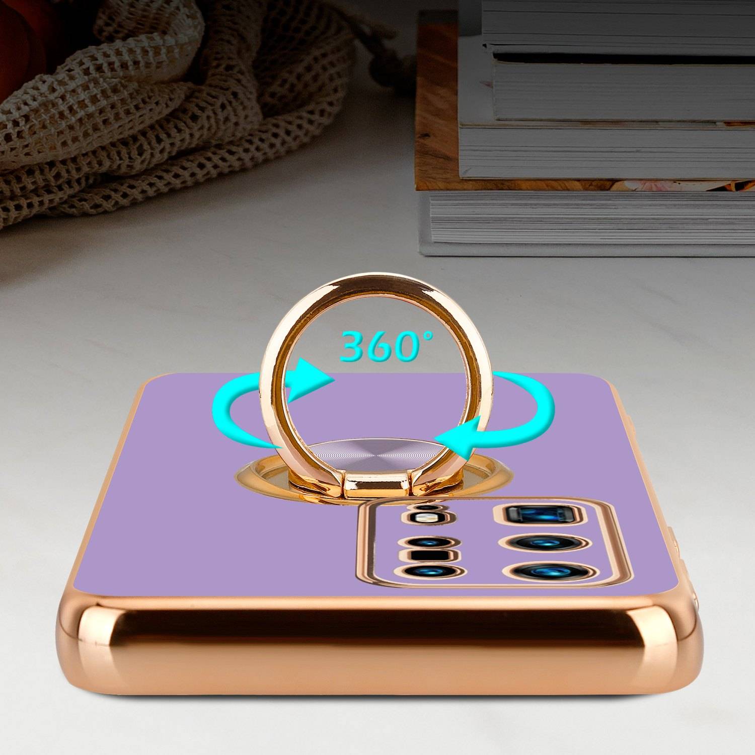 Cadorabo Schutzhülle für Huawei P40 PRO+ Hülle in Lila Etui Case Cover Kameraschutz magnetische Autohalterung