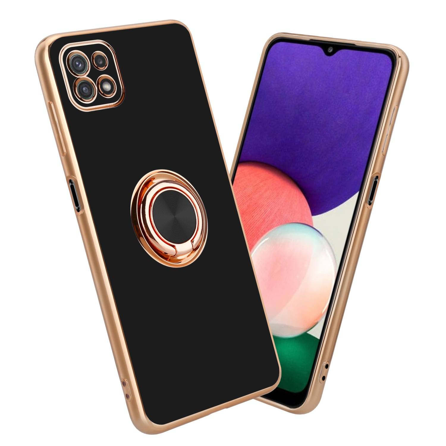 Cadorabo Schutzhülle für Samsung Galaxy A22 5G Hülle in Schwarz Etui Case Cover Kameraschutz magnetische Autohalterung