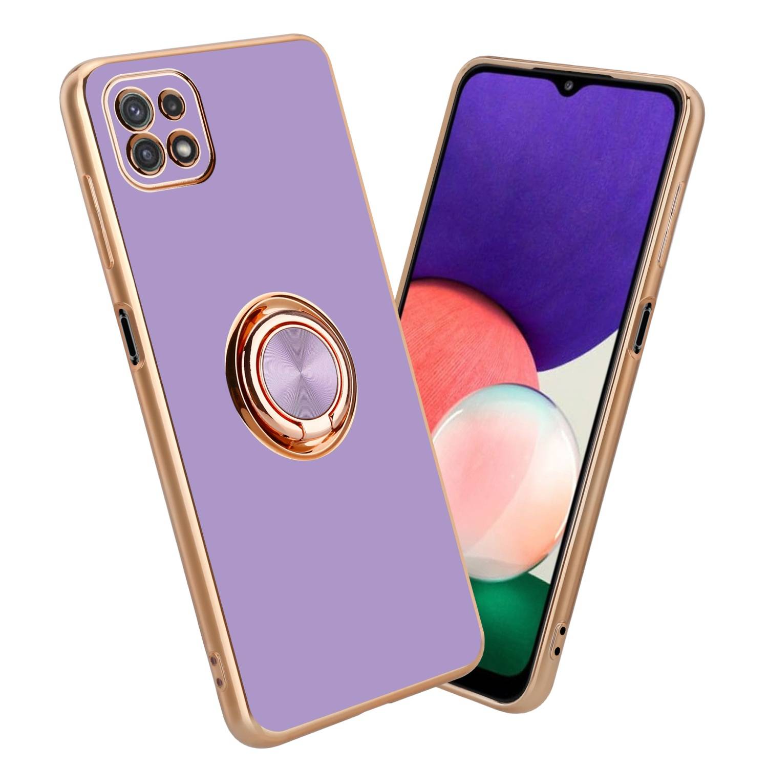 Cadorabo Schutzhülle für Samsung Galaxy A22 5G Hülle in Lila Etui Case Cover Kameraschutz magnetische Autohalterung