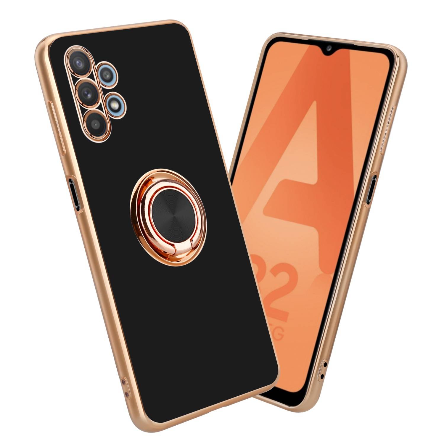 Cadorabo Schutzhülle für Samsung Galaxy A32 5G Hülle in Schwarz Etui Case Cover Kameraschutz magnetische Autohalterung