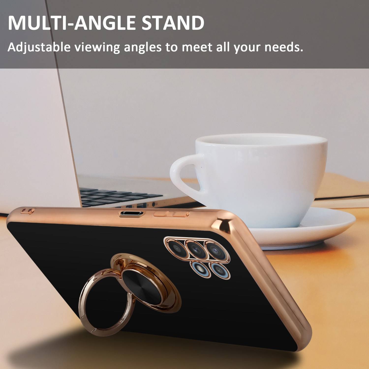 Cadorabo Schutzhülle für Samsung Galaxy A32 5G Hülle in Schwarz Etui Case Cover Kameraschutz magnetische Autohalterung