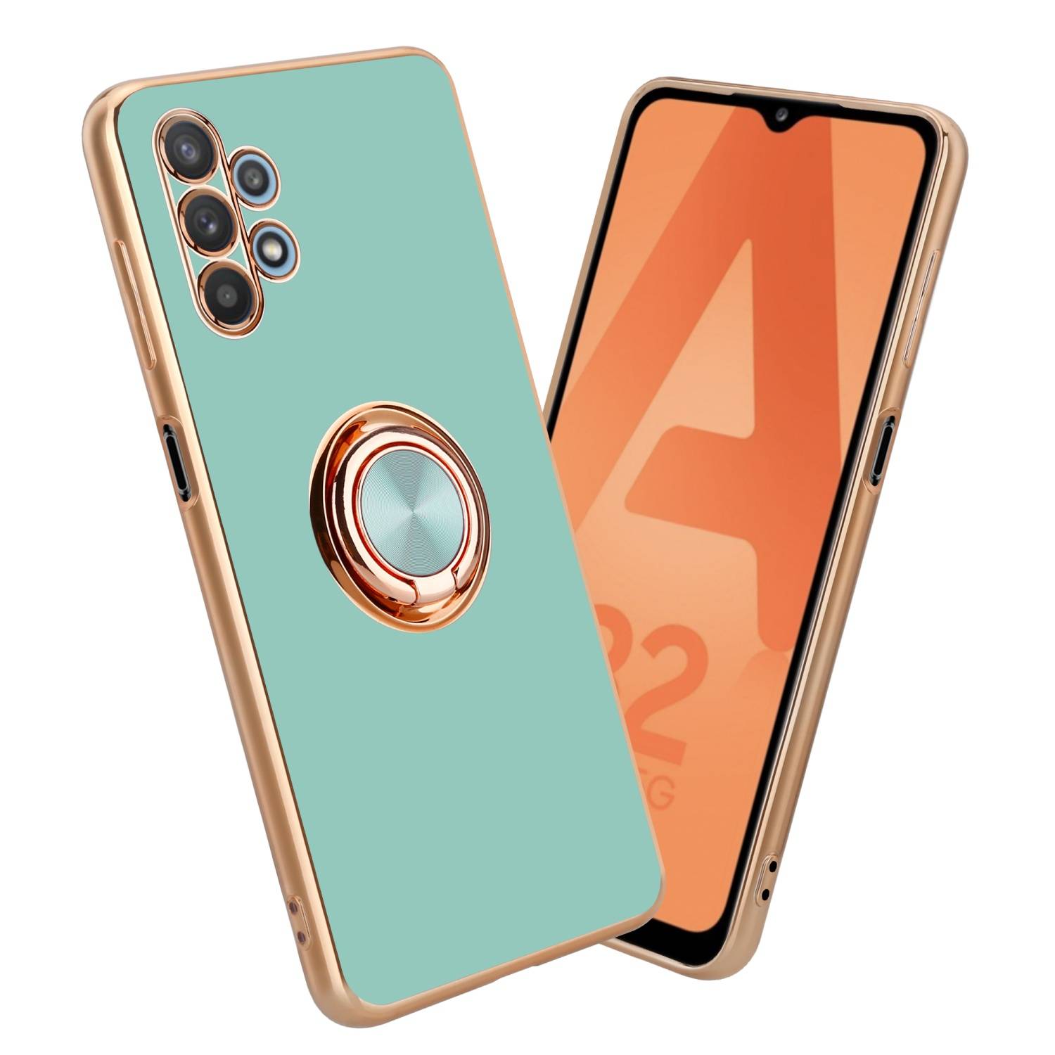 Cadorabo Schutzhülle für Samsung Galaxy A32 5G Hülle in Türkis Etui Case Cover Kameraschutz magnetische Autohalterung