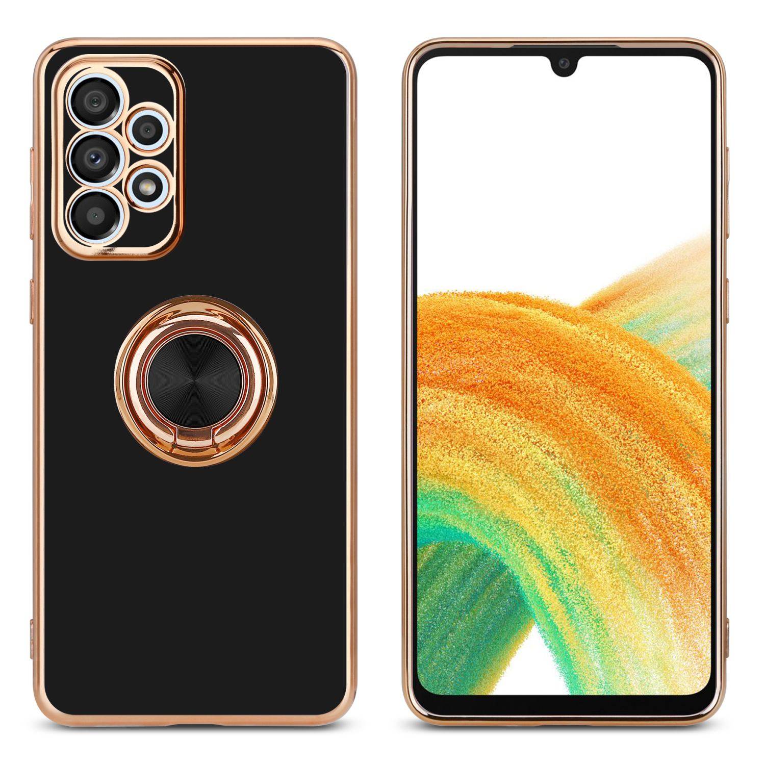 Cadorabo Schutzhülle für Samsung Galaxy A52 (4G / 5G) / A52s Hülle in Schwarz Etui Case Cover Kameraschutz magnetische
