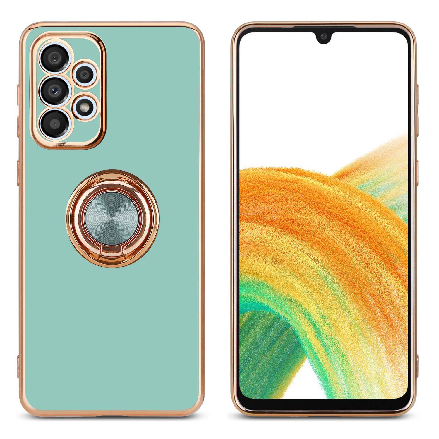 Cadorabo Schutzhülle für Samsung Galaxy A52 (4G / 5G) / A52s Hülle in Türkis Etui Case Cover Kameraschutz magnetische