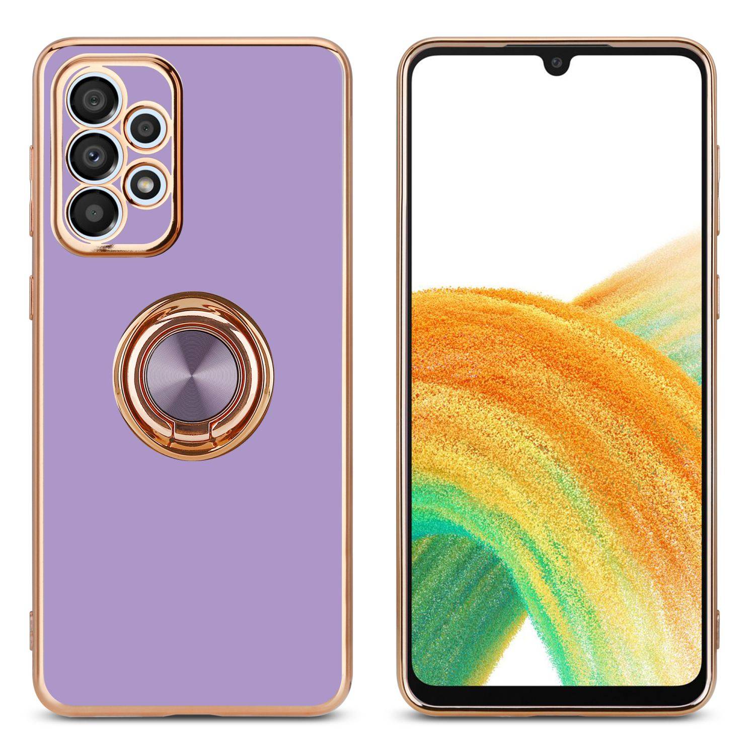 Cadorabo Schutzhülle für Samsung Galaxy A52 (4G / 5G) / A52s Hülle in Lila Etui Case Cover Kameraschutz magnetische