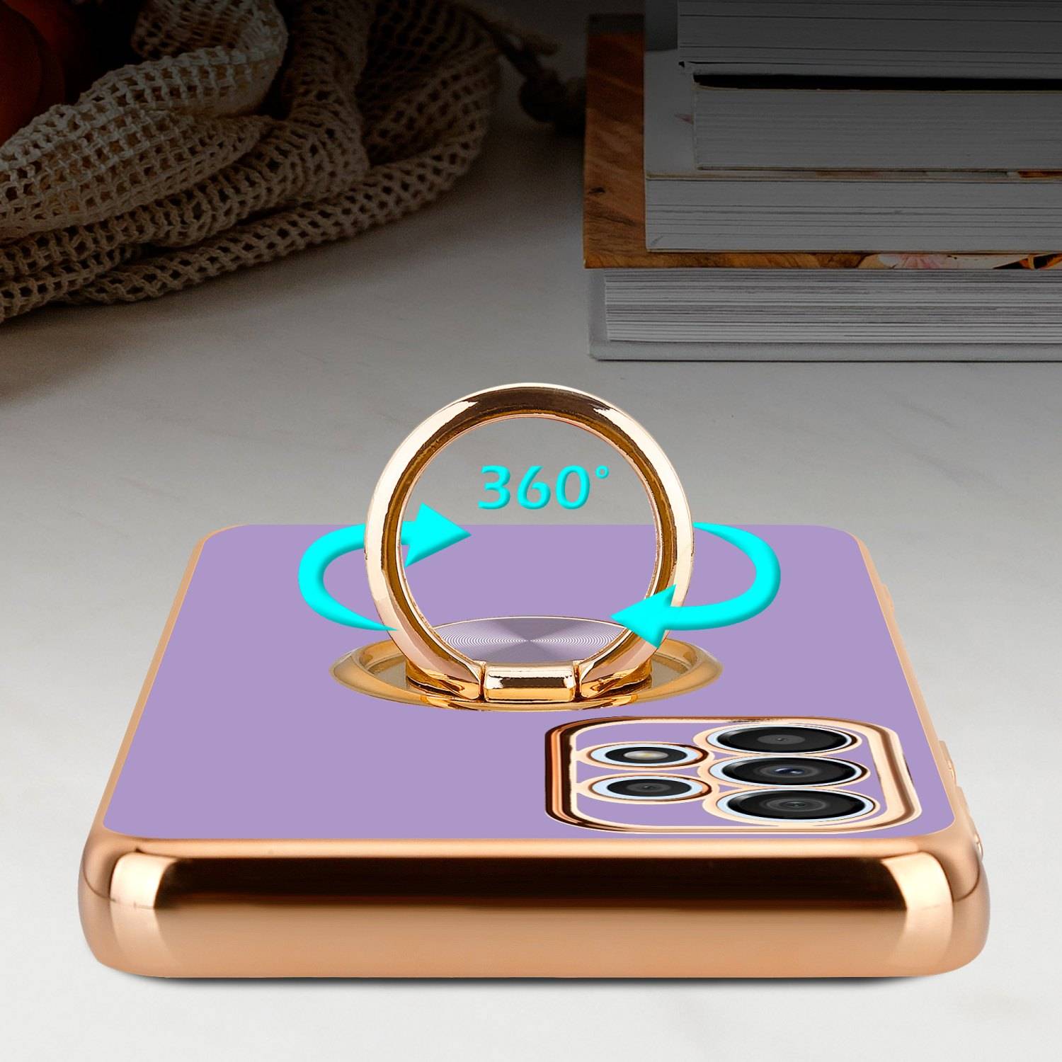 Cadorabo Schutzhülle für Samsung Galaxy A52 (4G / 5G) / A52s Hülle in Lila Etui Case Cover Kameraschutz magnetische