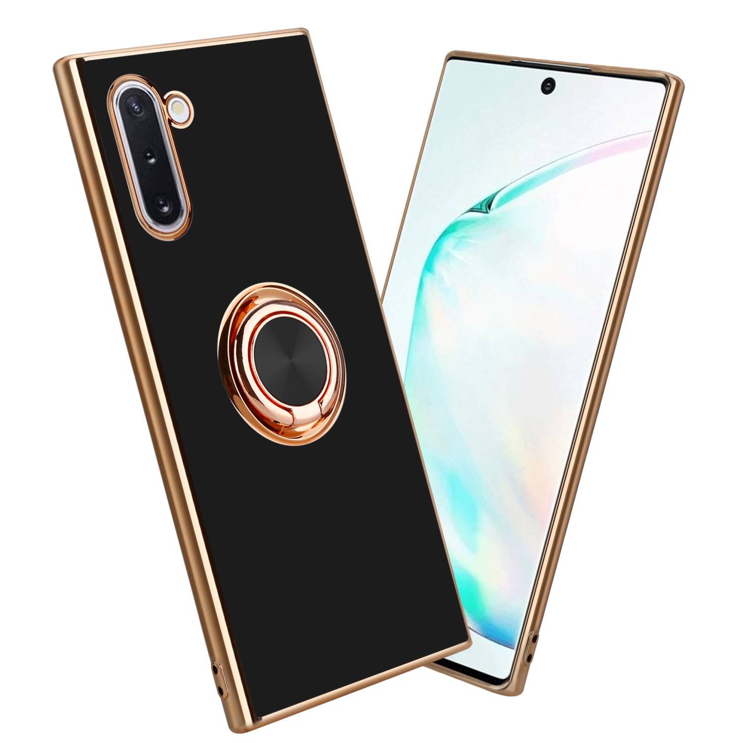 Cadorabo Schutzhülle für Samsung Galaxy NOTE 10 Hülle in Schwarz Etui Case Cover Kameraschutz magnetische Autohalterung