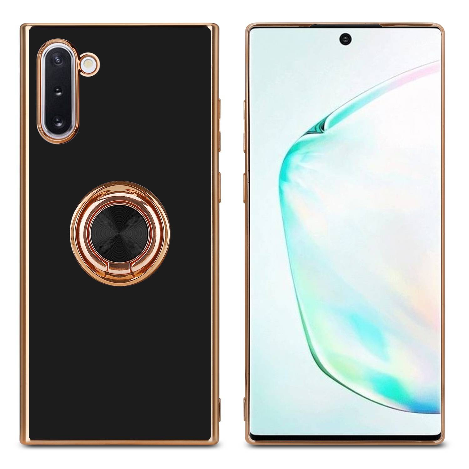 Cadorabo Schutzhülle für Samsung Galaxy NOTE 10 Hülle in Schwarz Etui Case Cover Kameraschutz magnetische Autohalterung