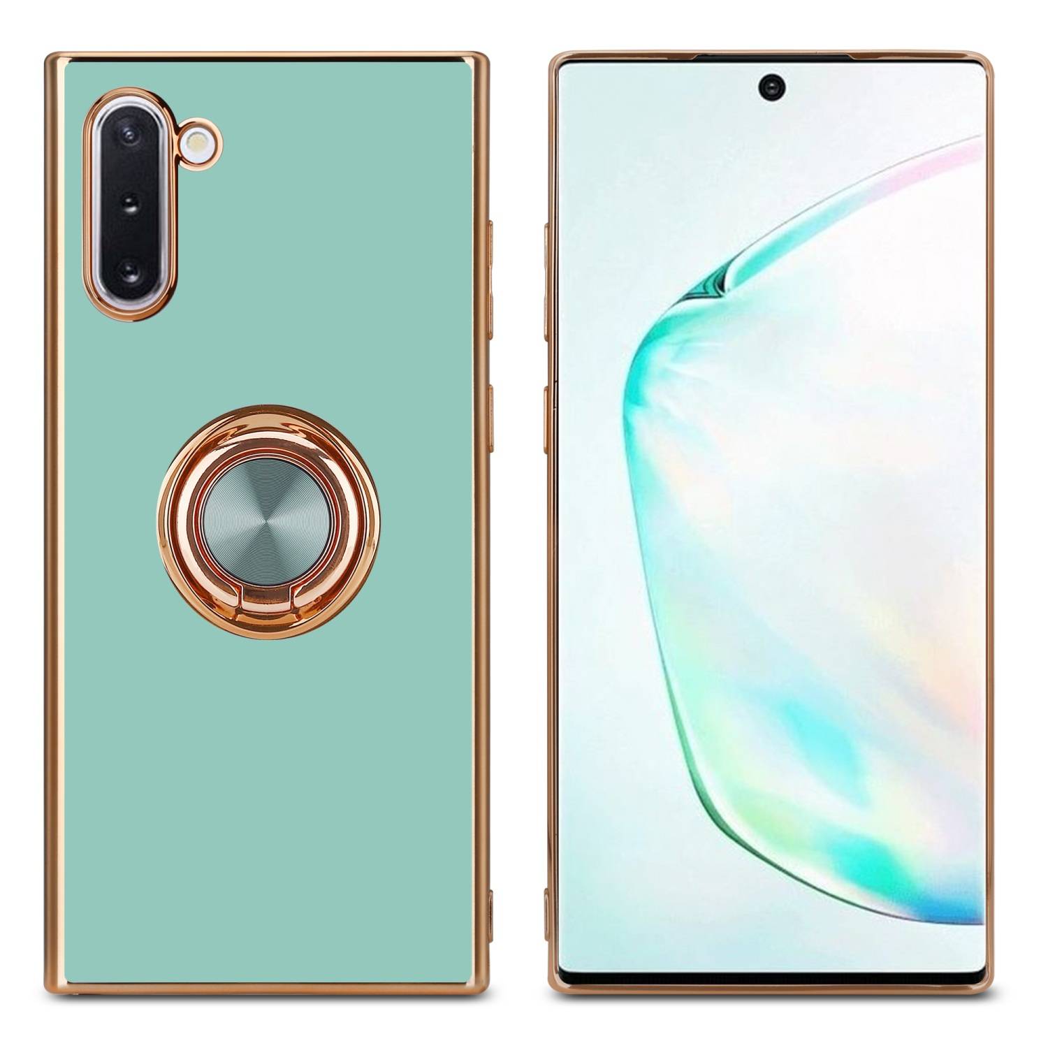 Cadorabo Schutzhülle für Samsung Galaxy NOTE 10 Hülle in Türkis Etui Case Cover Kameraschutz magnetische Autohalterung