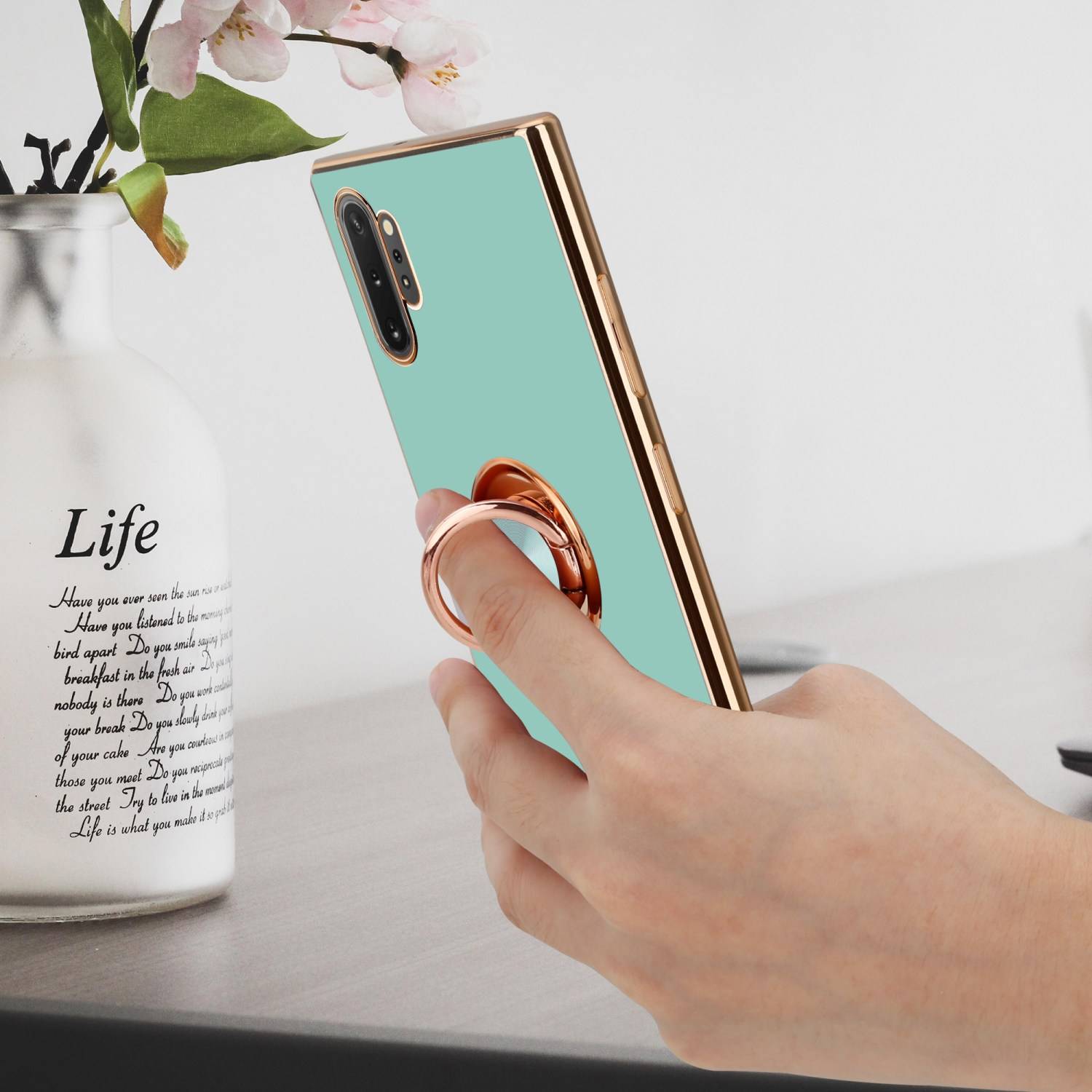 Cadorabo Schutzhülle für Samsung Galaxy NOTE 10 PLUS Hülle in Türkis Etui Case Cover Kameraschutz magnetische