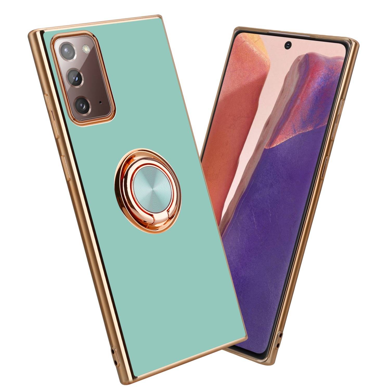 Cadorabo Schutzhülle für Samsung Galaxy NOTE 20 Hülle in Türkis Etui Case Cover Kameraschutz magnetische Autohalterung