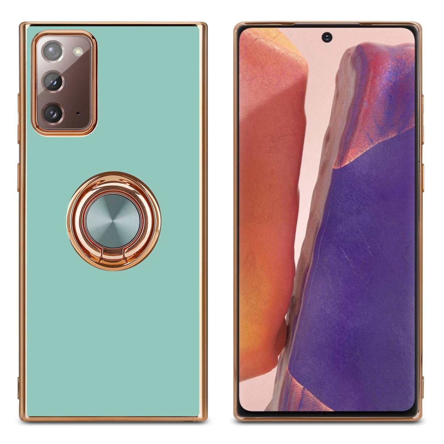 Cadorabo Schutzhülle für Samsung Galaxy NOTE 20 Hülle in Türkis Etui Case Cover Kameraschutz magnetische Autohalterung