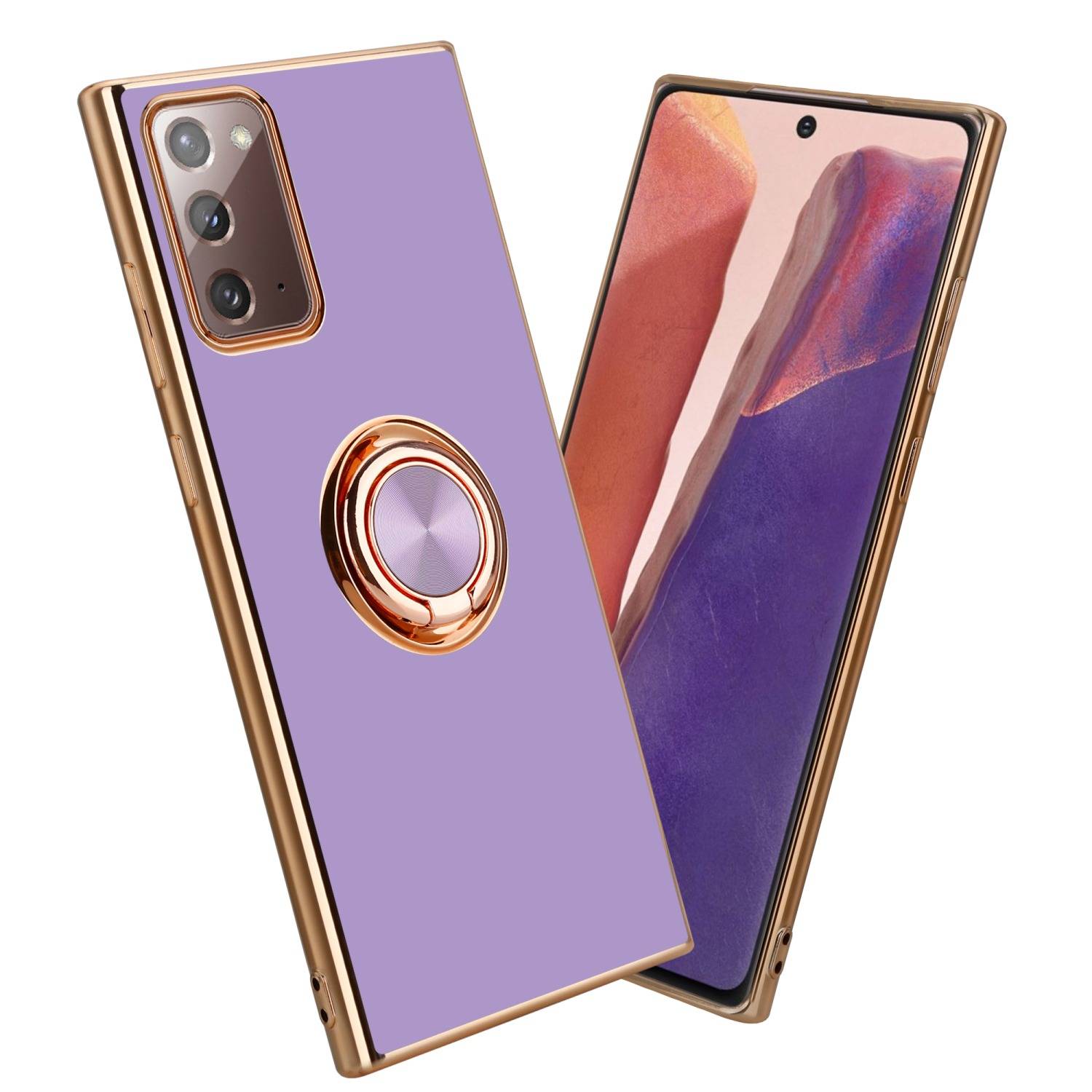 Cadorabo Schutzhülle für Samsung Galaxy NOTE 20 Hülle in Lila Etui Case Cover Kameraschutz magnetische Autohalterung