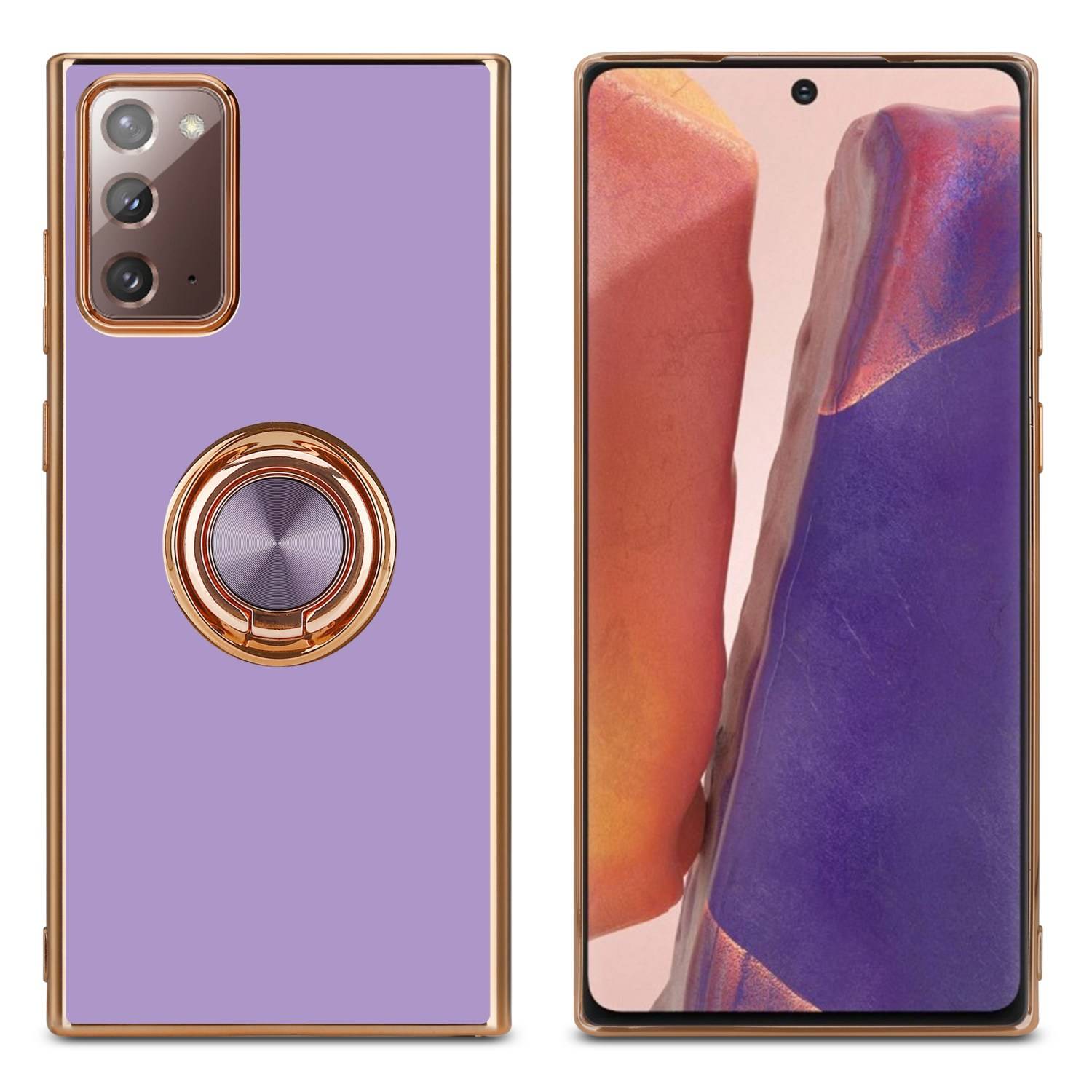 Cadorabo Schutzhülle für Samsung Galaxy NOTE 20 Hülle in Lila Etui Case Cover Kameraschutz magnetische Autohalterung
