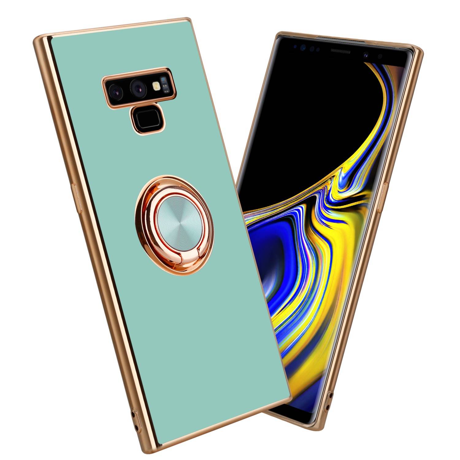 Cadorabo Schutzhülle für Samsung Galaxy NOTE 9 Hülle in Türkis Etui Case Cover Kameraschutz magnetische Autohalterung