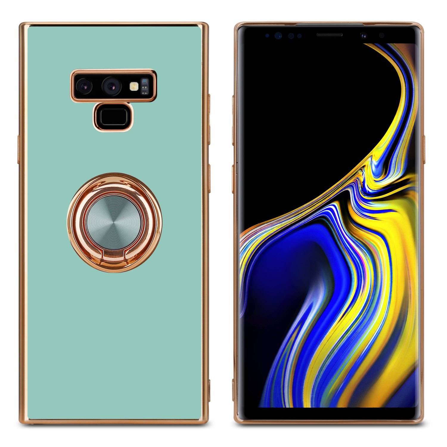 Cadorabo Schutzhülle für Samsung Galaxy NOTE 9 Hülle in Türkis Etui Case Cover Kameraschutz magnetische Autohalterung