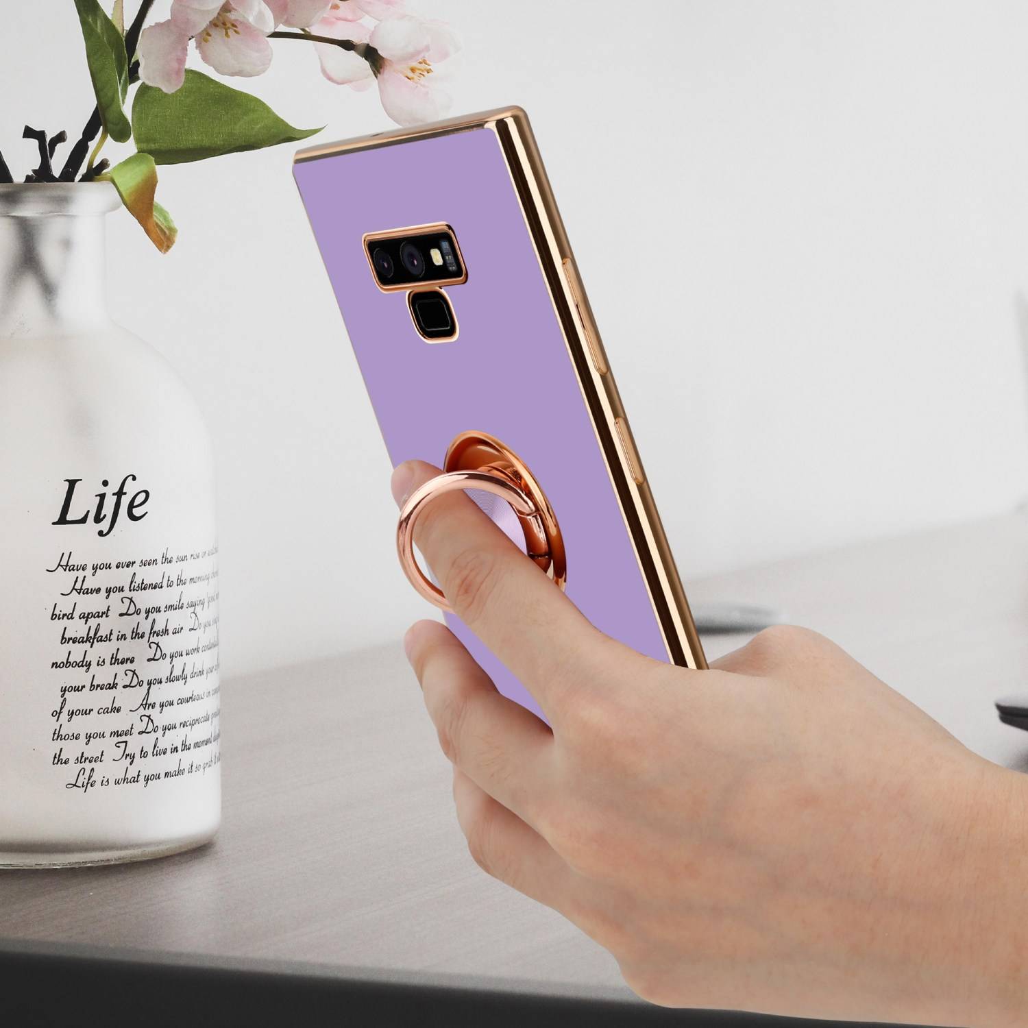 Cadorabo Schutzhülle für Samsung Galaxy NOTE 9 Hülle in Lila Etui Case Cover Kameraschutz magnetische Autohalterung
