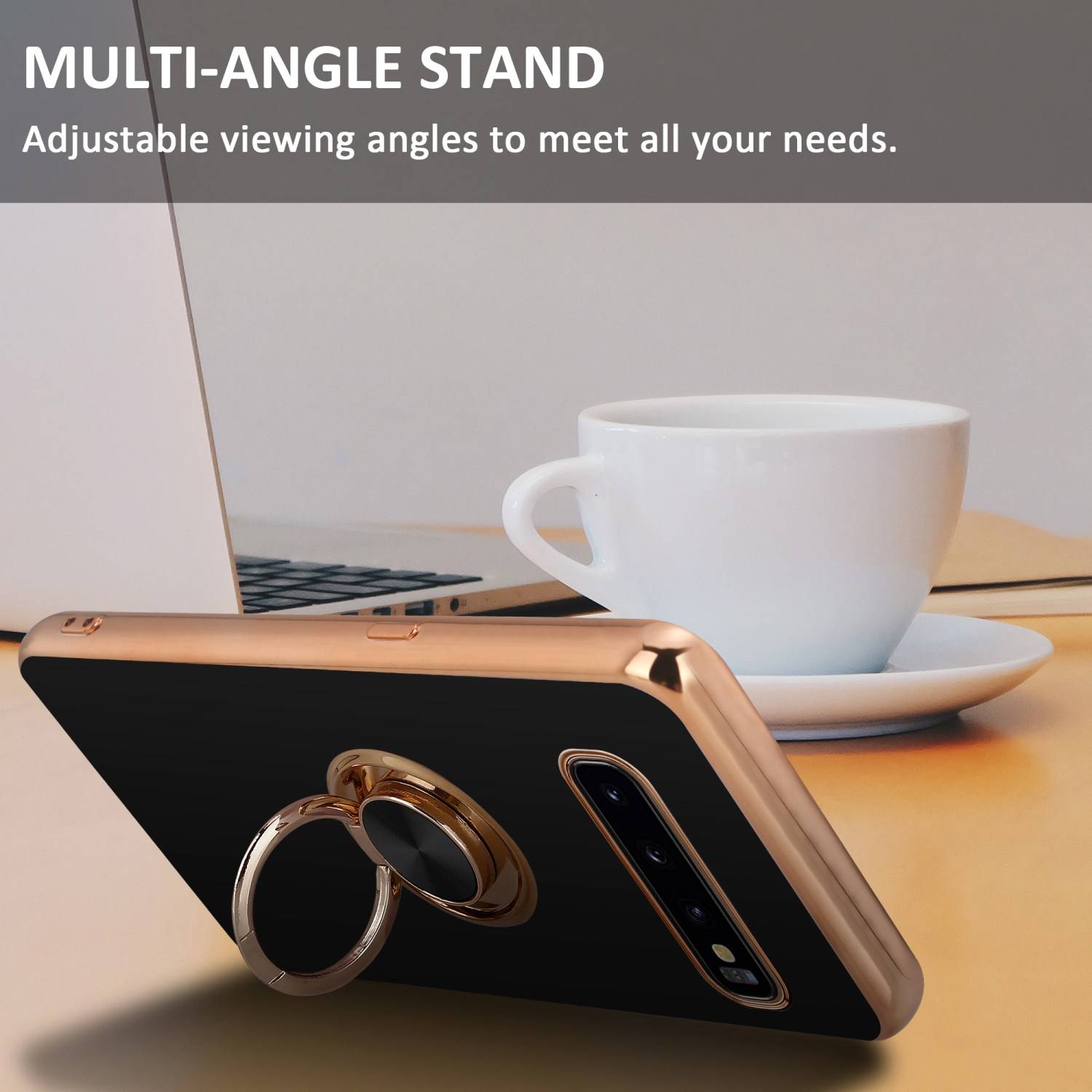 Cadorabo Schutzhülle für Samsung Galaxy S10 4G Hülle in Schwarz Etui Case Cover Kameraschutz magnetische Autohalterung