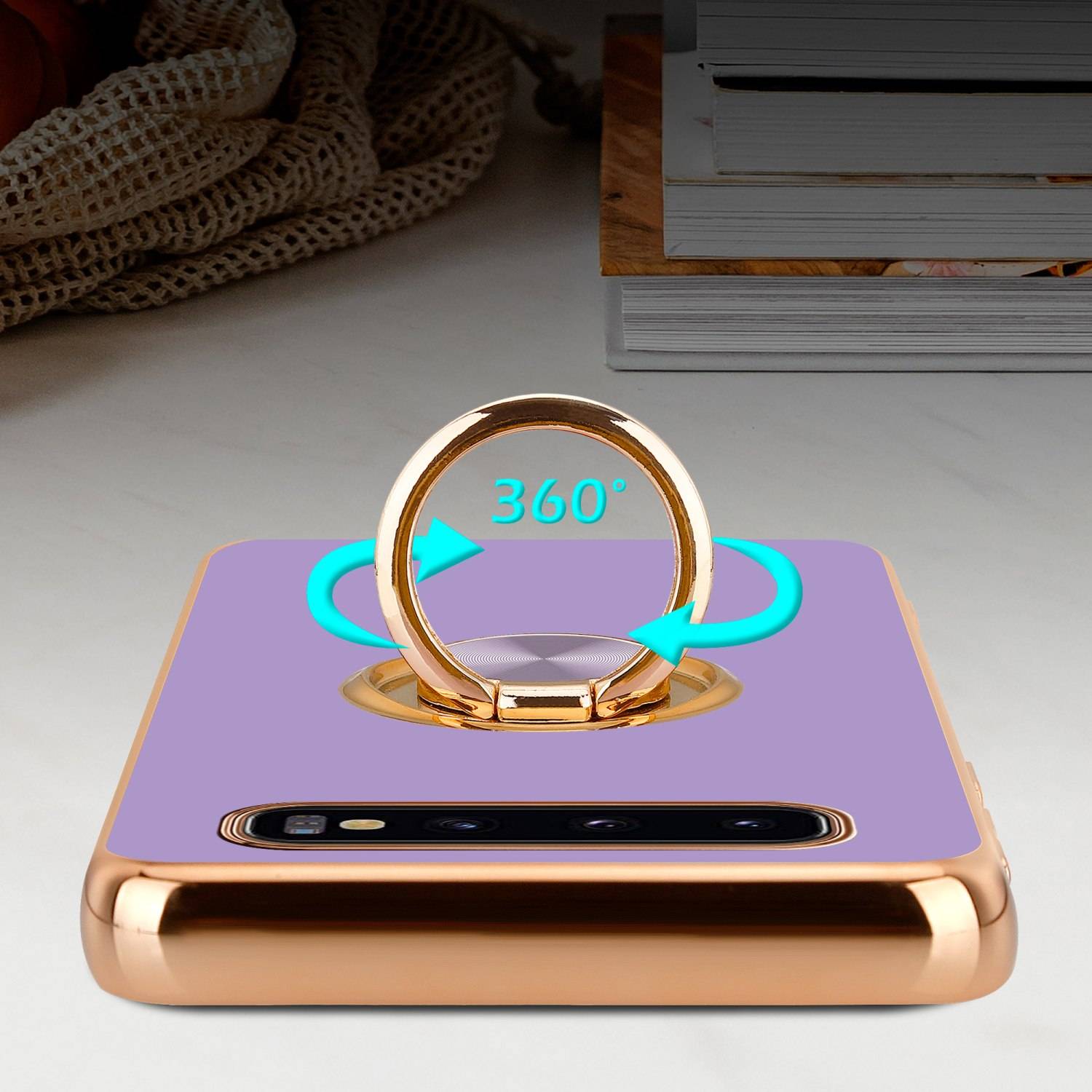 Cadorabo Schutzhülle für Samsung Galaxy S10 PLUS Hülle in Lila Etui Case Cover Kameraschutz magnetische Autohalterung