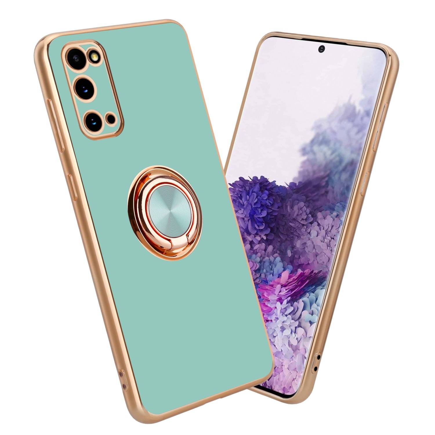 Cadorabo Schutzhülle für Samsung Galaxy S20 Hülle in Türkis Etui Case Cover Kameraschutz magnetische Autohalterung