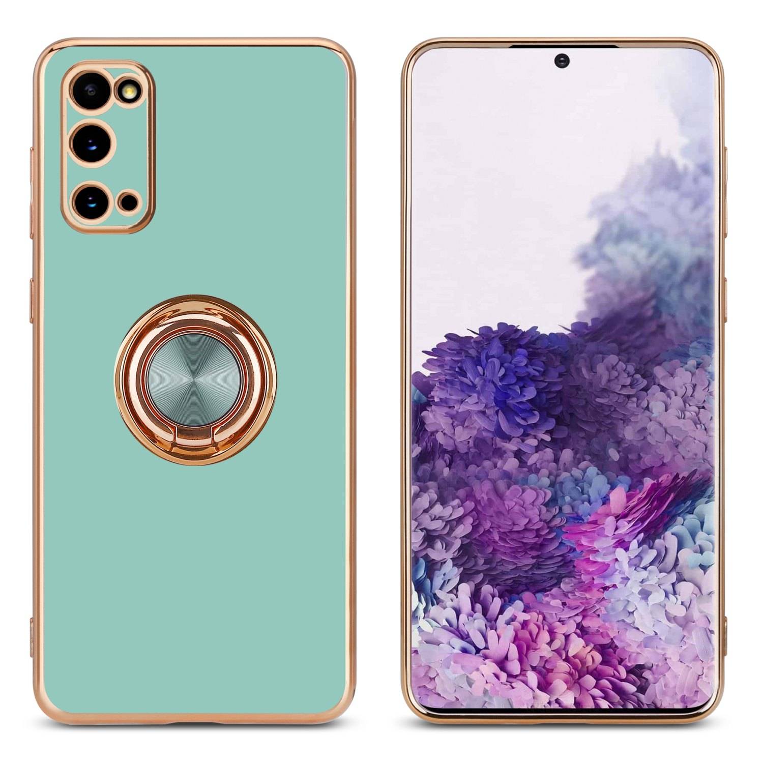 Cadorabo Schutzhülle für Samsung Galaxy S20 Hülle in Türkis Etui Case Cover Kameraschutz magnetische Autohalterung
