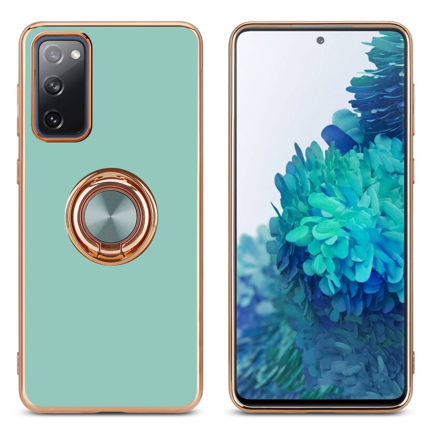 Cadorabo Schutzhülle für Samsung Galaxy S20 FE Hülle in Türkis Etui Case Cover Kameraschutz magnetische Autohalterung