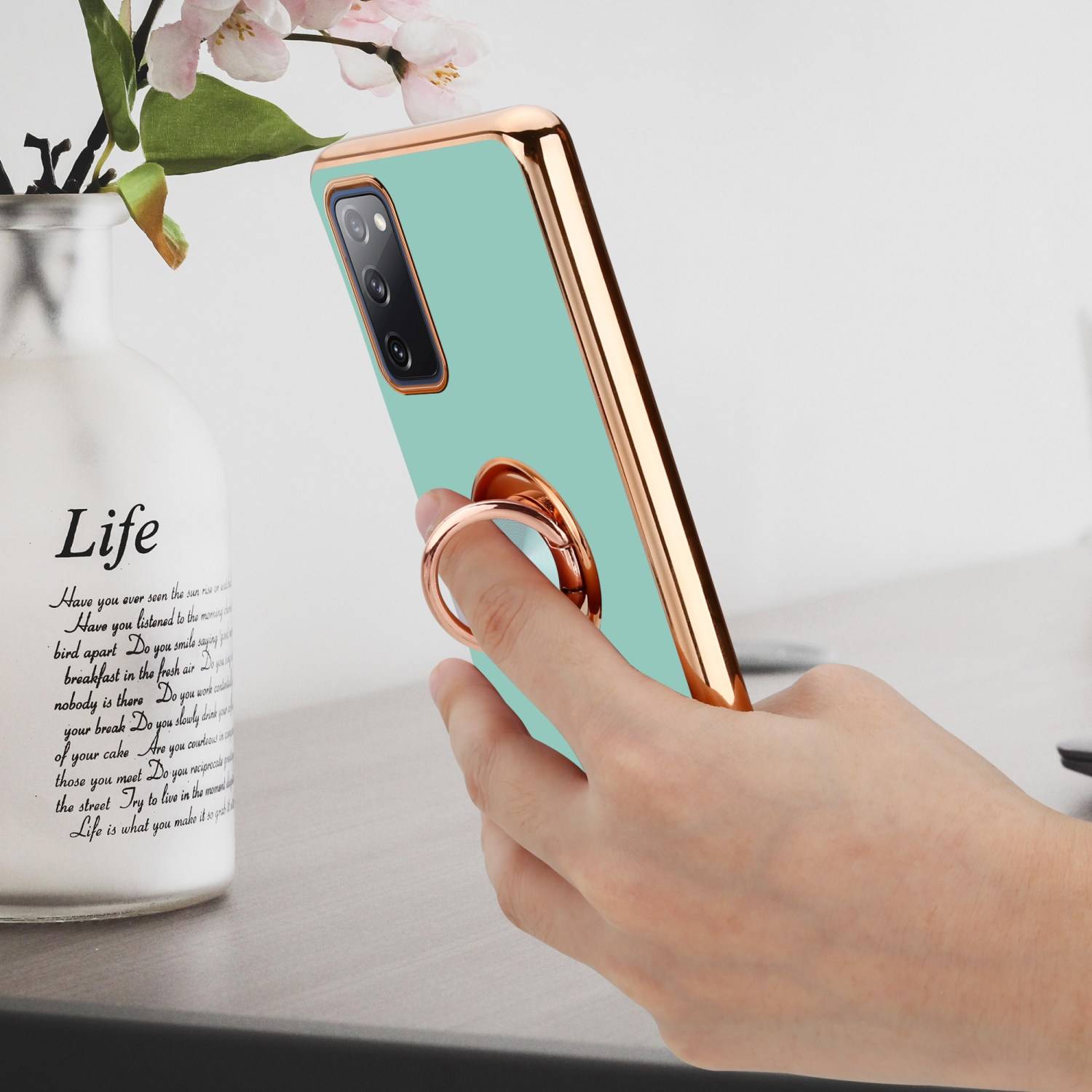 Cadorabo Schutzhülle für Samsung Galaxy S20 FE Hülle in Türkis Etui Case Cover Kameraschutz magnetische Autohalterung