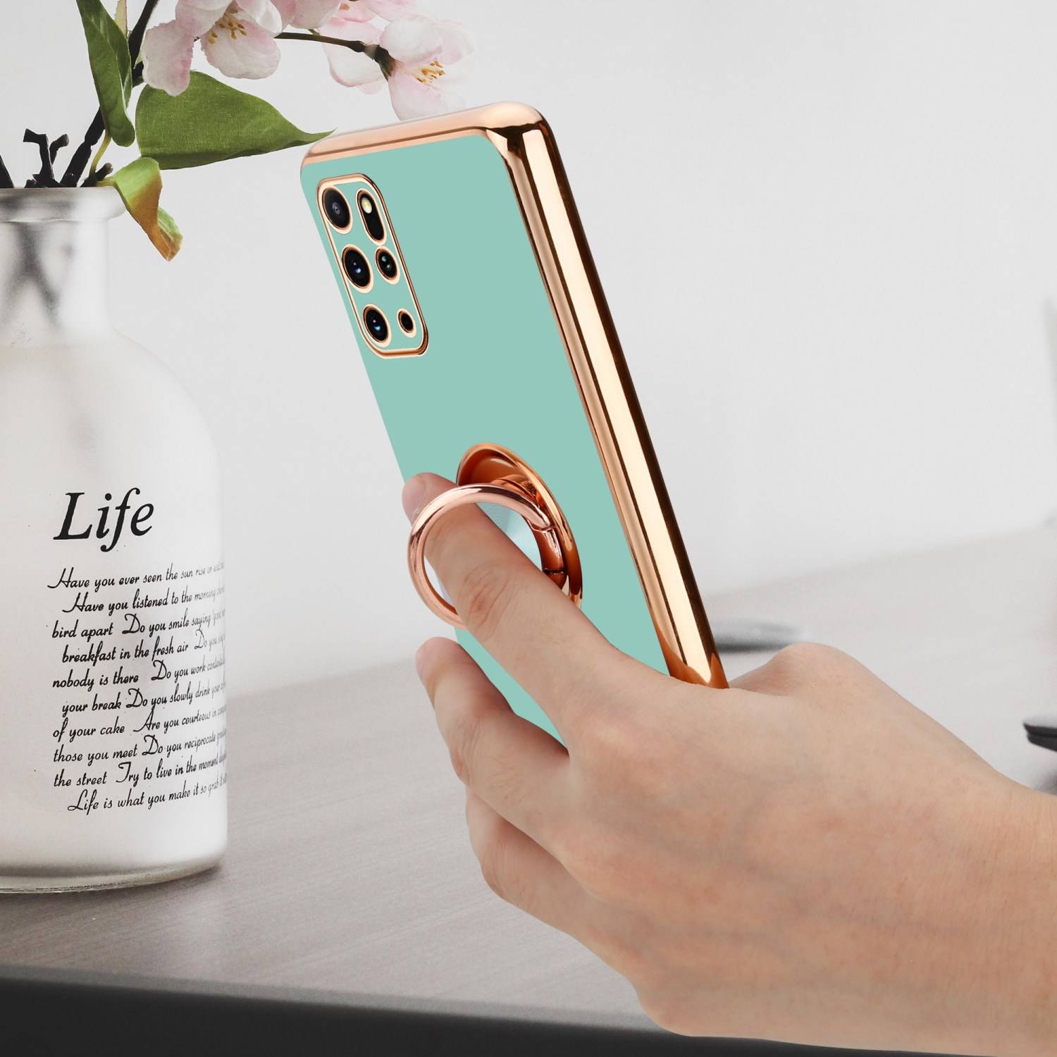 Cadorabo Schutzhülle für Samsung Galaxy S20 PLUS Hülle in Türkis Etui Case Cover Kameraschutz magnetische Autohalterung