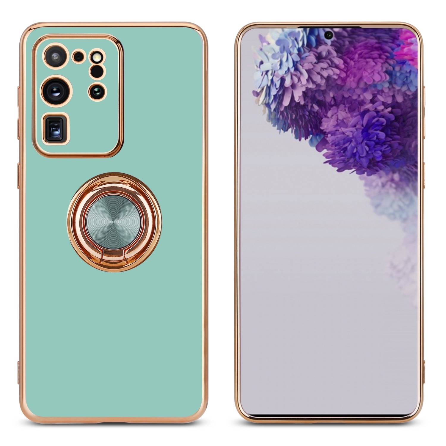 Cadorabo Schutzhülle für Samsung Galaxy S20 ULTRA Hülle in Türkis Etui Case Cover Kameraschutz magnetische Autohalterung
