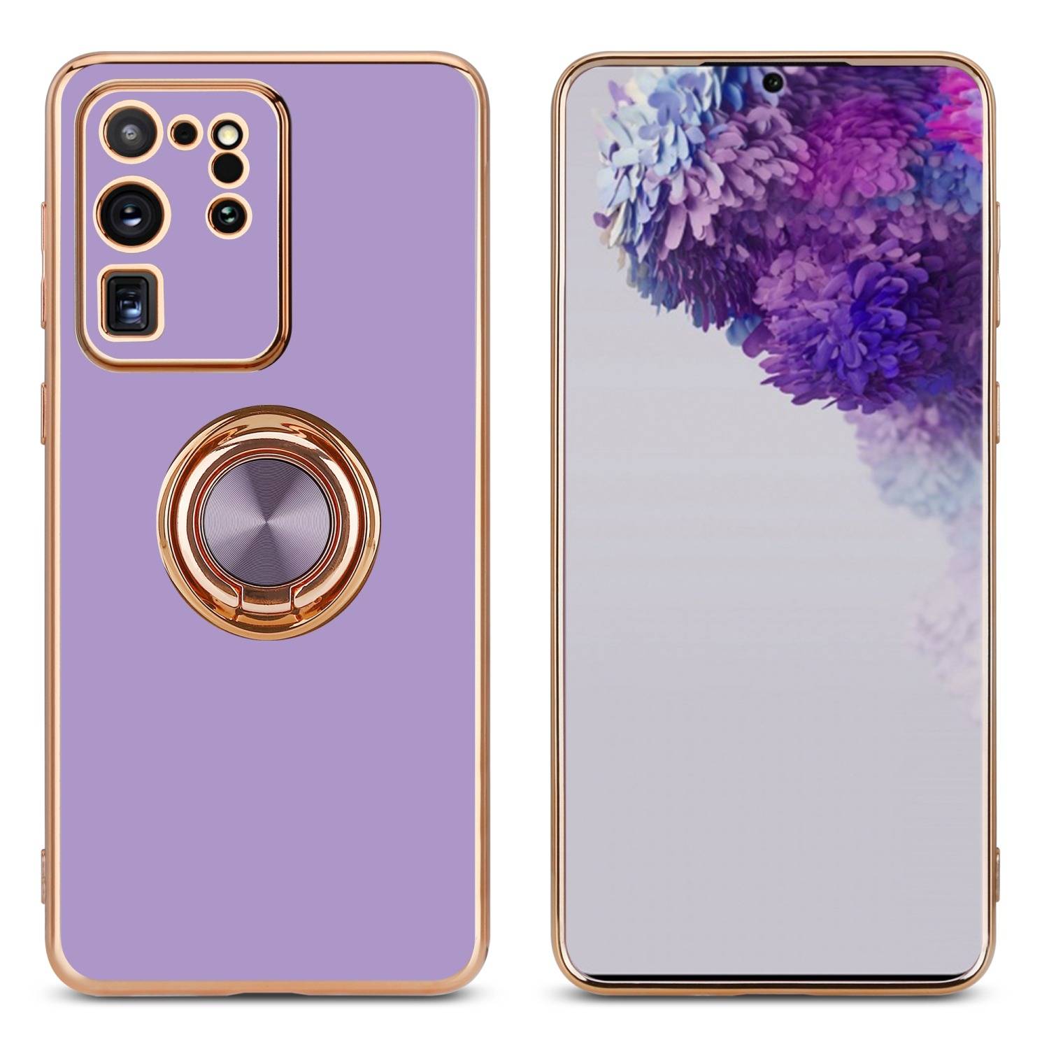 Cadorabo Schutzhülle für Samsung Galaxy S20 ULTRA Hülle in Lila Etui Case Cover Kameraschutz magnetische Autohalterung