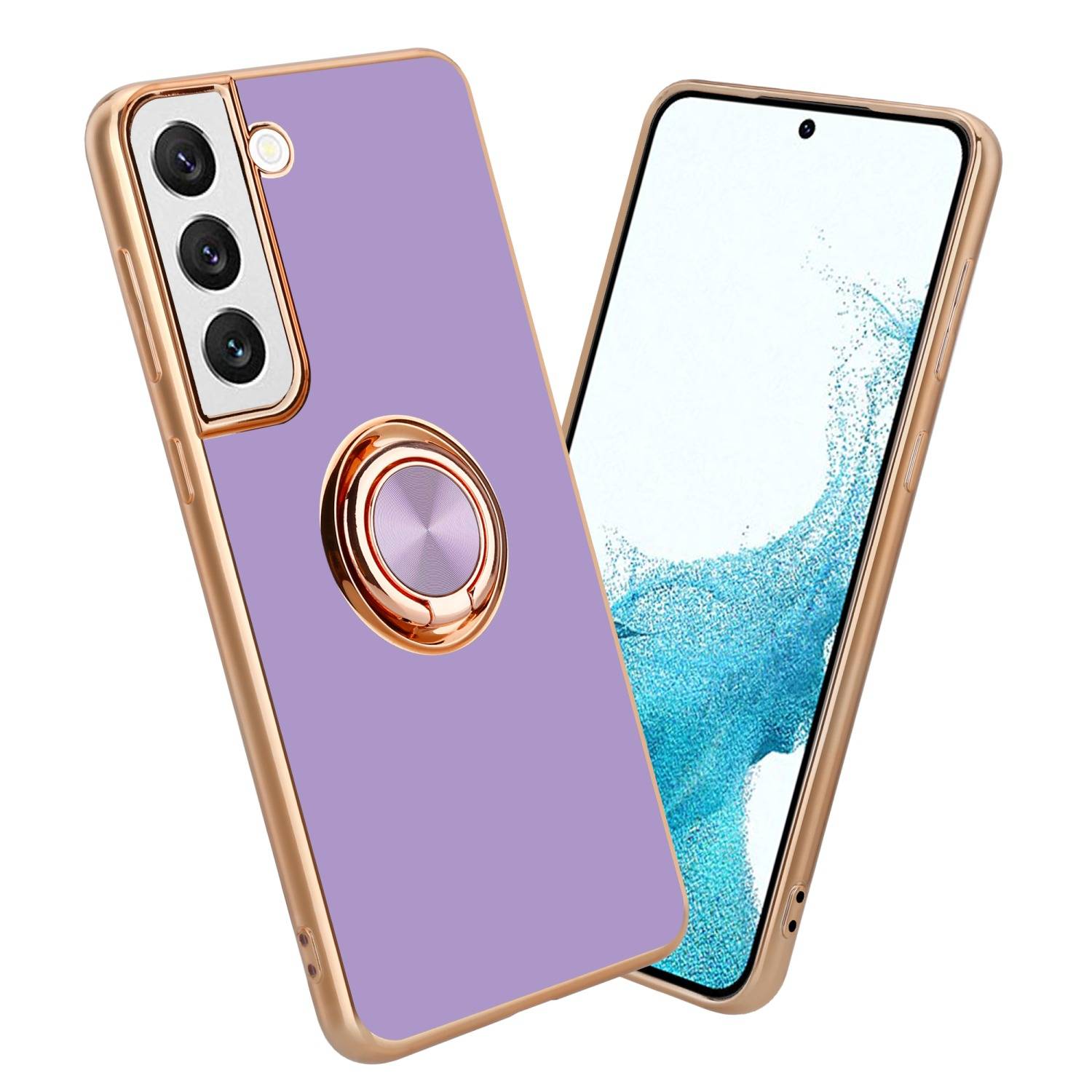 Cadorabo Schutzhülle für Samsung Galaxy S21 5G Hülle in Lila Etui Case Cover Kameraschutz magnetische Autohalterung