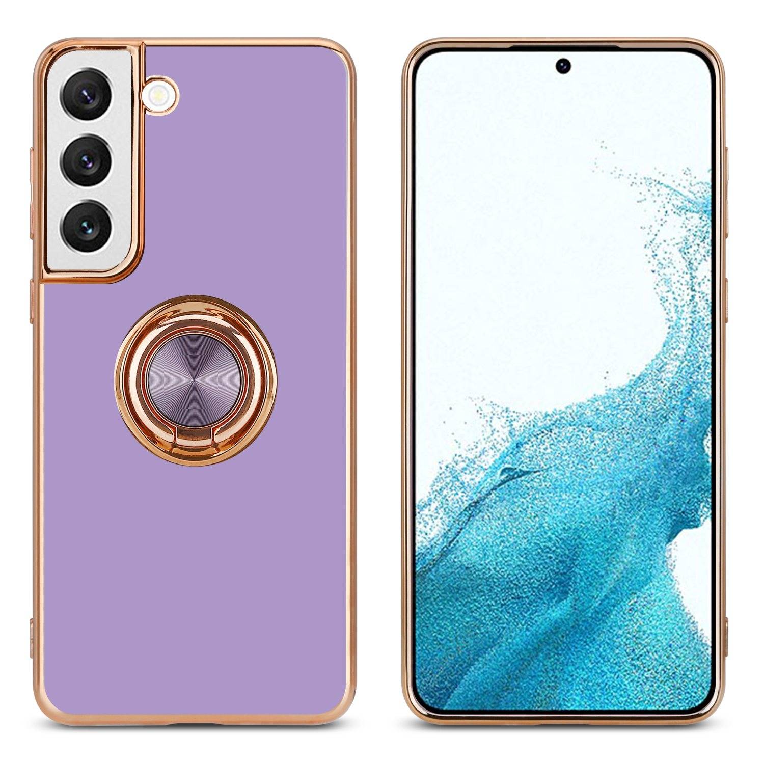 Cadorabo Schutzhülle für Samsung Galaxy S21 5G Hülle in Lila Etui Case Cover Kameraschutz magnetische Autohalterung