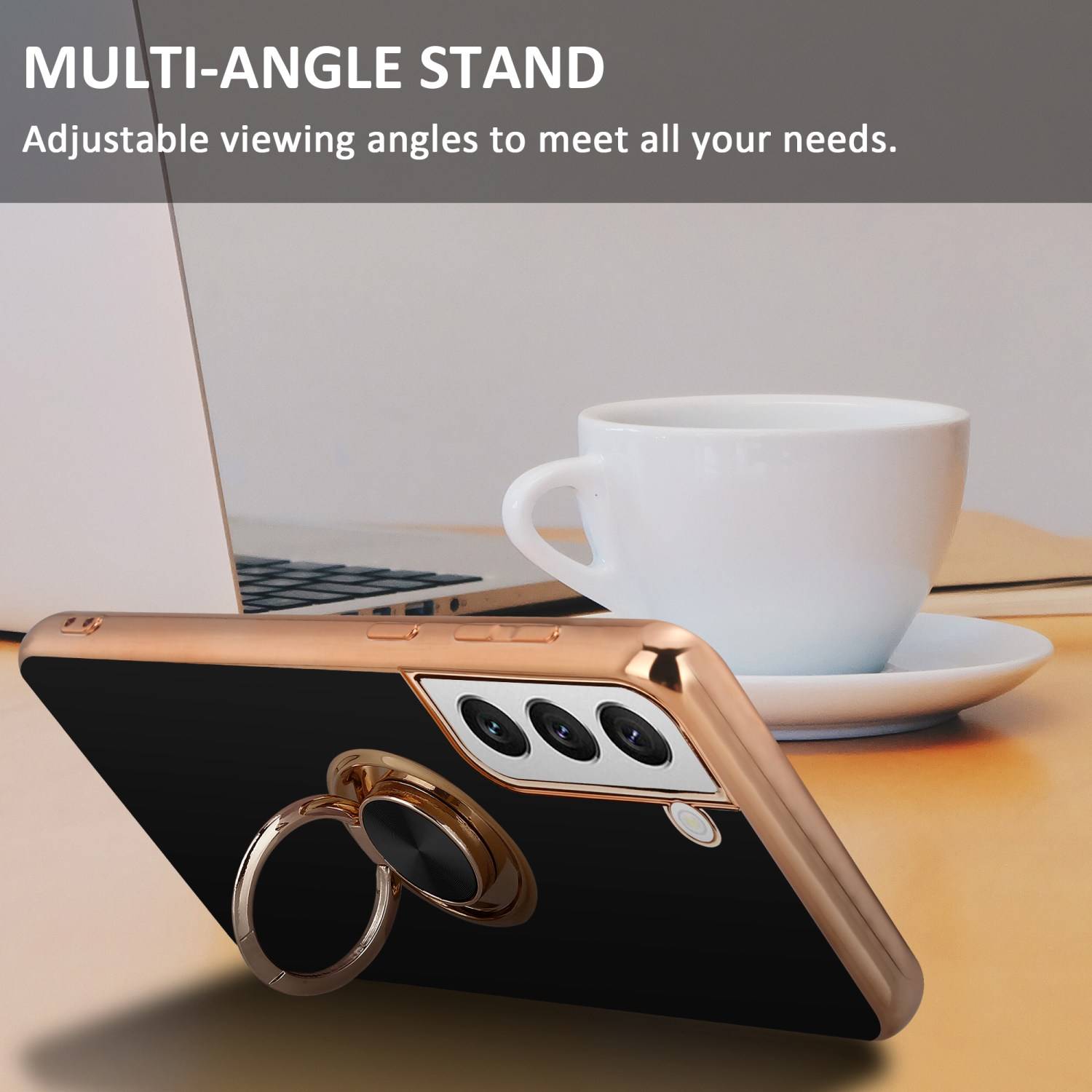 Cadorabo Schutzhülle für Samsung Galaxy S21 PLUS Hülle in Schwarz Etui Case Cover Kameraschutz magnetische Autohalterung