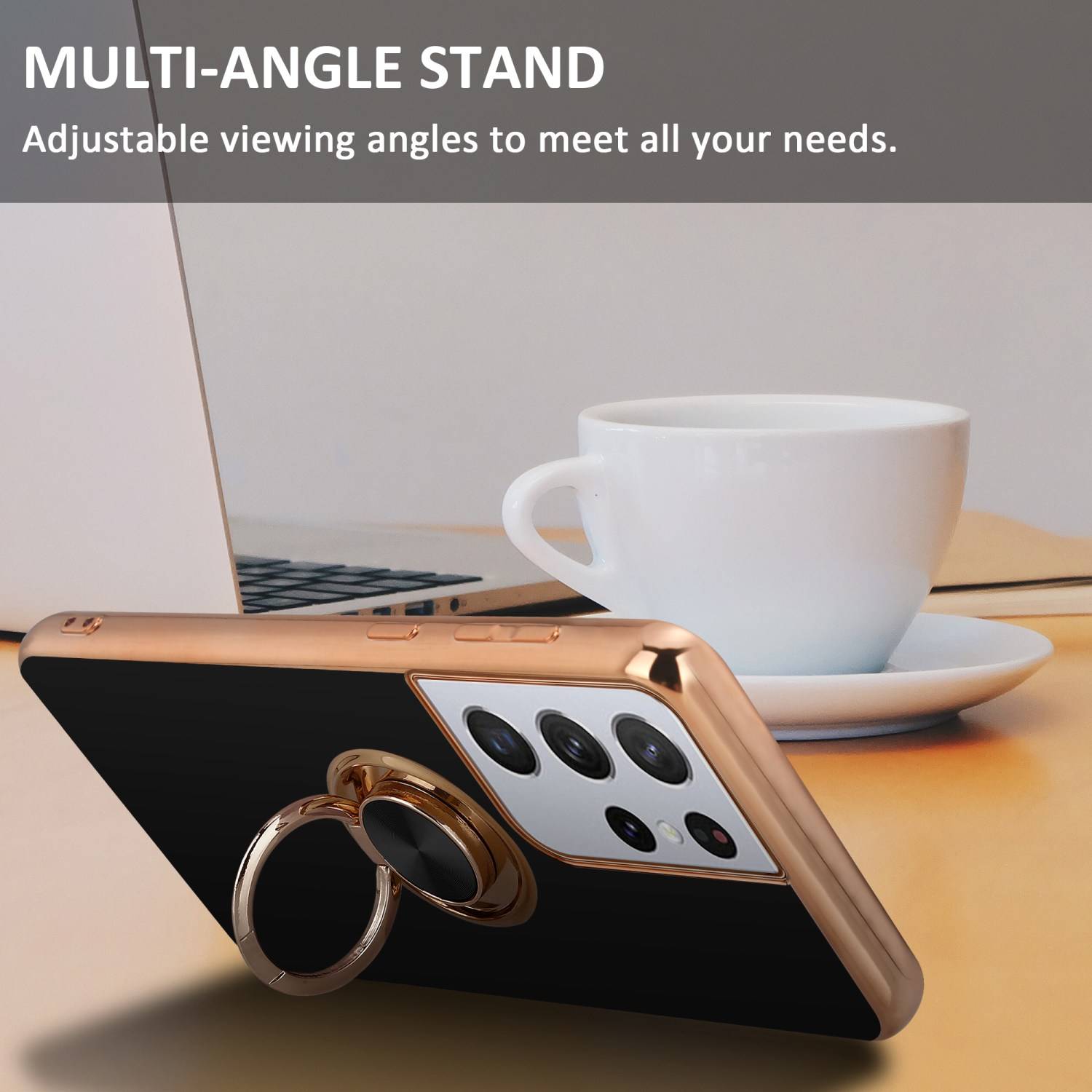 Cadorabo Schutzhülle für Samsung Galaxy S21 ULTRA Hülle in Schwarz Etui Case Cover Kameraschutz magnetische